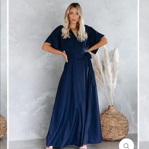 BEHATI WRAP KIMONO MAXI DRESS - NAVY